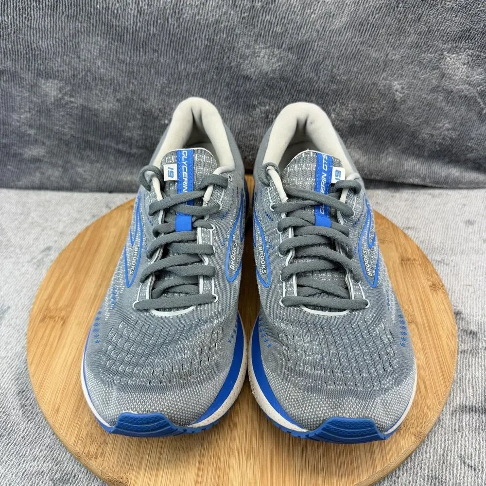 Brooks Glycerin GTS 19 Shoes Mens Size 9.5 Gray Running Sneakers 1103571D095